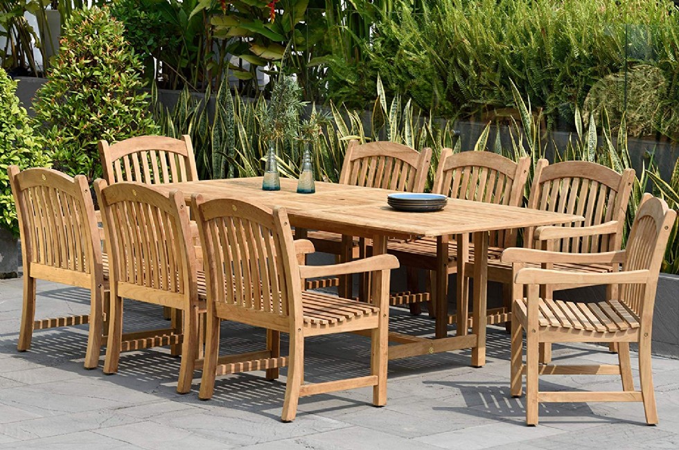 Amazonia Teak Newcastle 9-Piece Teak Rectangular Dining Set