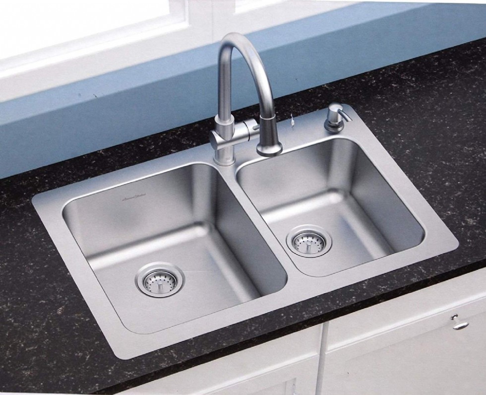 American Standard 18 gauge 33 x 22 Stainless Steel Kitchen Sink with a Stainless Steel pull down Faucet Combo set