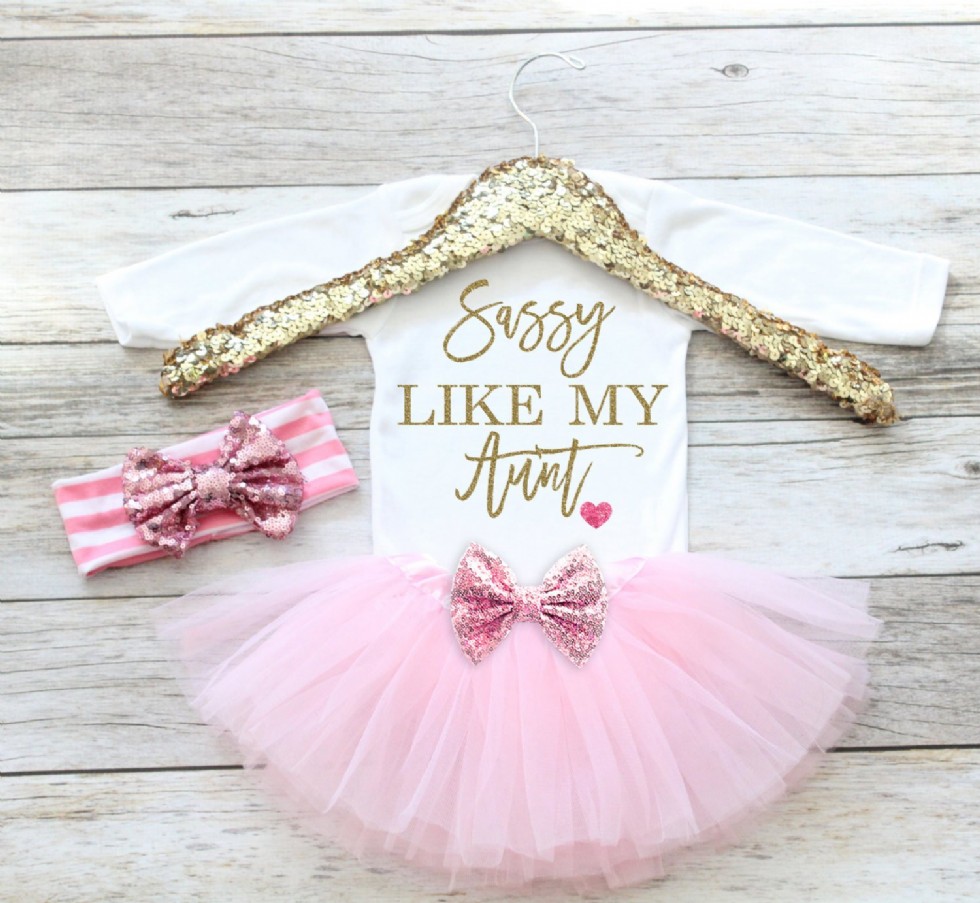 Baby Girl Clothes Sassy Like My Aunt, Newborn Coming Home Outfit, Hospital Outfit, Newborn Baby Gift, Baby shower gift, Tutu set,Baby Girl