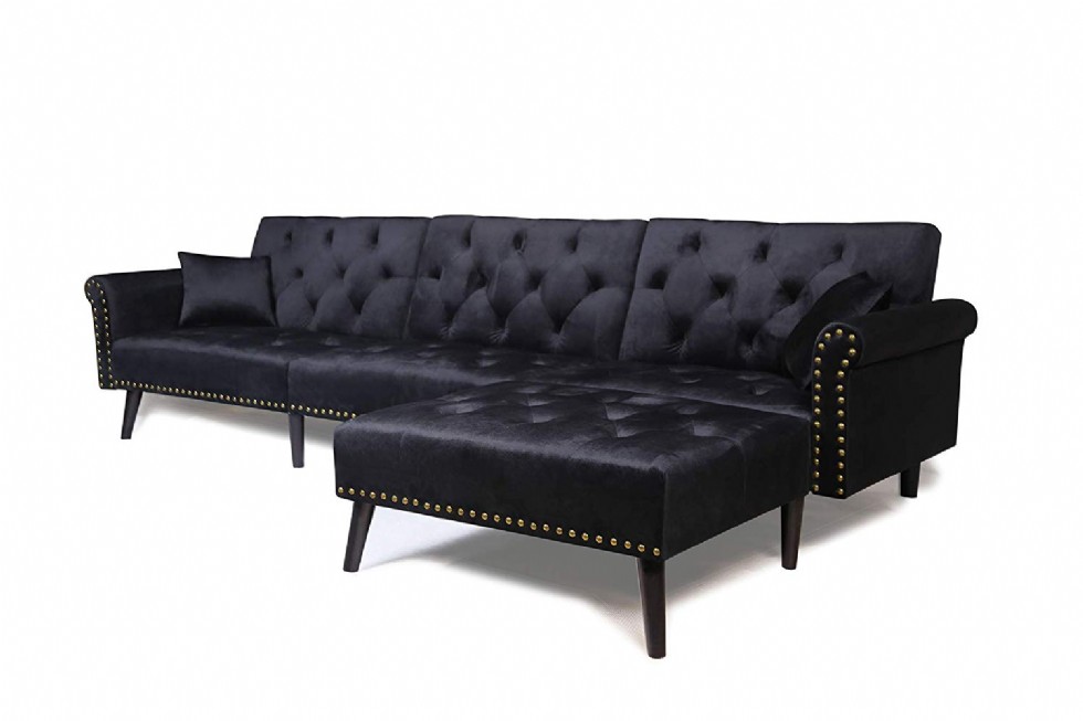 black velvet chesterfield sofa bed