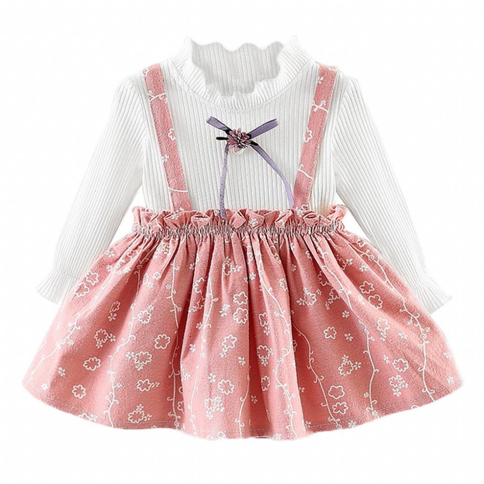 Cute Floral Baby Girls Dresses Newborn Infant Flower Clothes for 0-24 Months Long Sleeve Party Princess Dresses