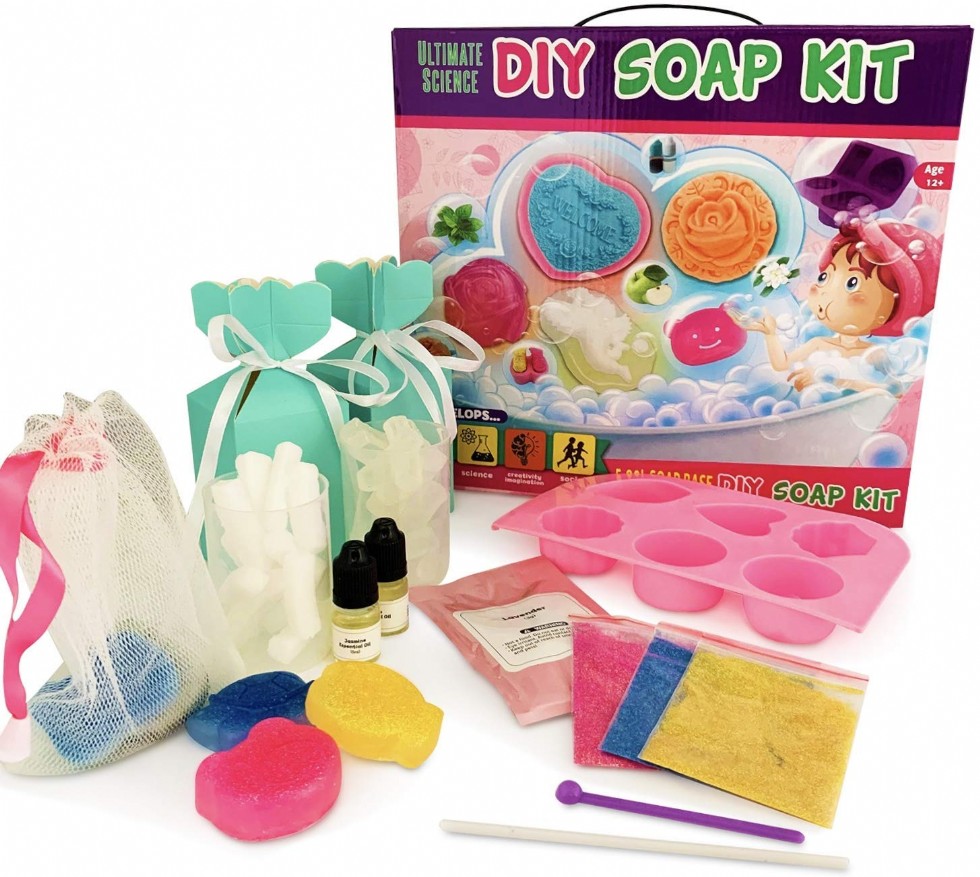 DIY Soap Making Kit - Kids, Make Your Own Soap with Silicon Molds, Ingredients, Tools