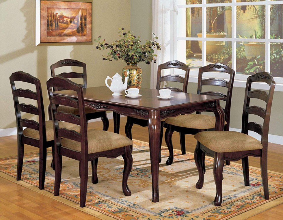 Furniture of America Kathryn Classic Style Dining Table, Dark Walnut Finish