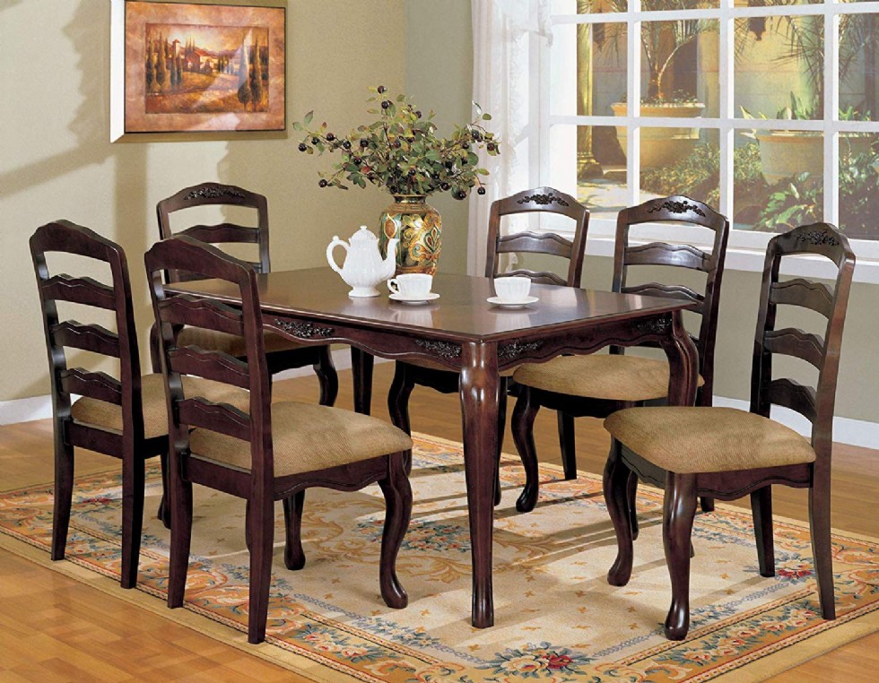 Furniture of America Kathryn Classic Style Dining Table, Dark Walnut Finish