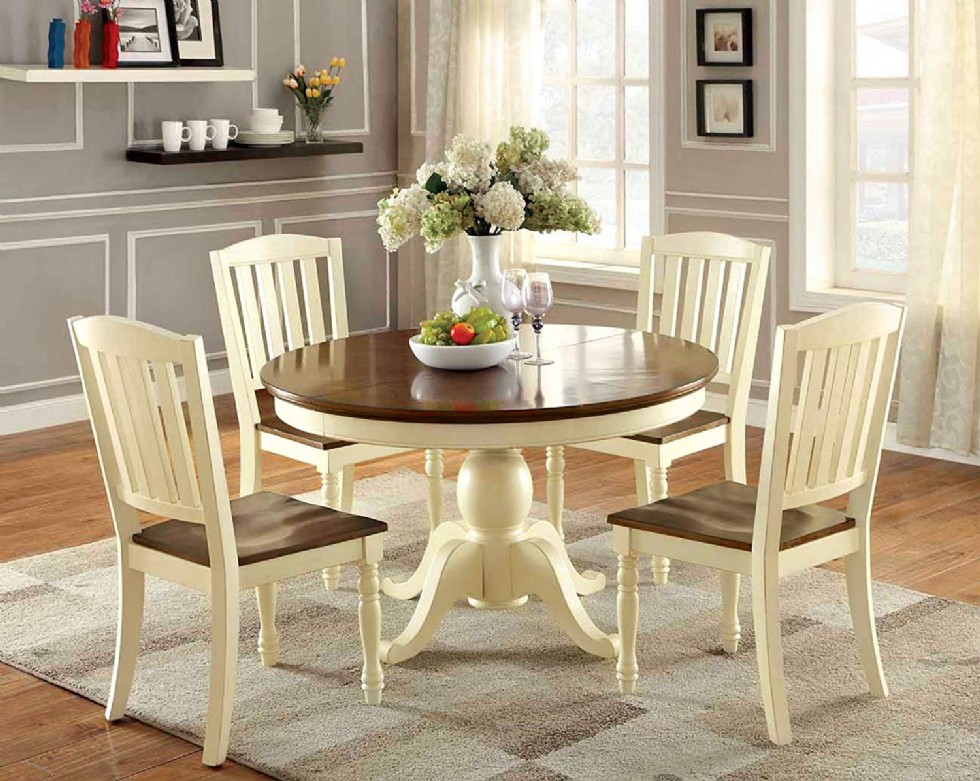 Furniture of America Pauline 5-Piece Cottage Style Oval Dining Set