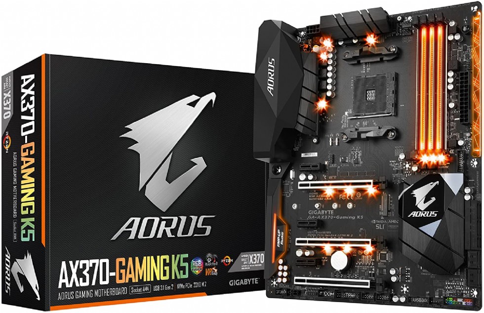 GIGABYTE AORUS GA-AX370-Gaming K5 (AMD Ryzen AM4/ X370/ RGB FUSION/ SMART FAN 5/ HDMI/ M.2/ USB 3.1 Type-C/ ATX/ DDR4/ Motherboard)