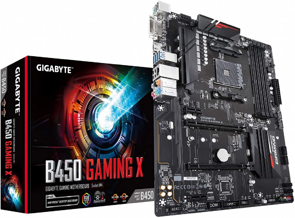 GIGABYTE B450 Gaming X (AMD Ryzen AM4/ 1xM.2/Hmdi/DVI/USB 3.1/DDR4/ATX/Motherboard)