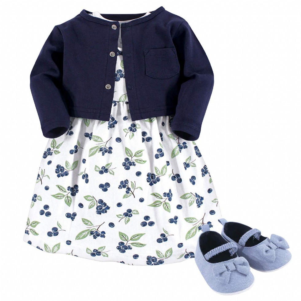 Hudson Baby Girl Dress, Cardigan and Shoes