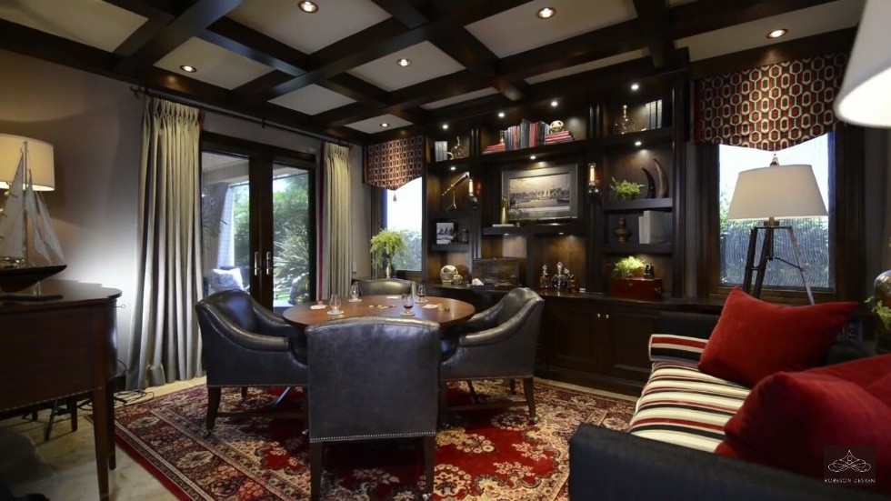 Living Room Design by Rebecca Robeson Design Love the dark finishes and the hints