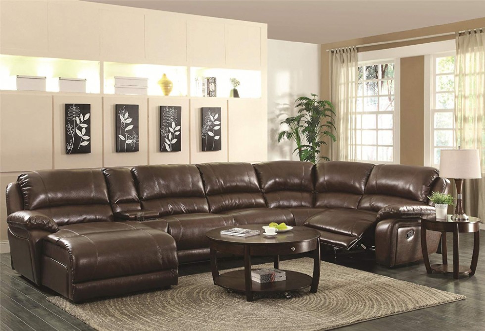 Luxury Large Sectional Sofa, Chestnut Leather Complete your living room or home theater