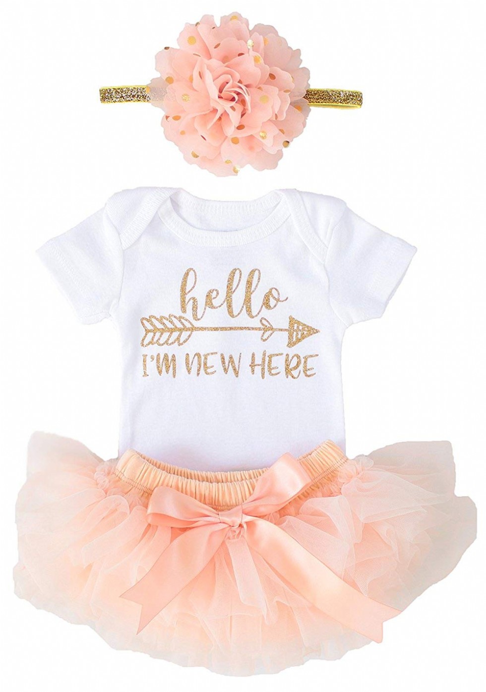 Newborn Baby Girl Coming Home Outfit Hello I am New here Bodysuits