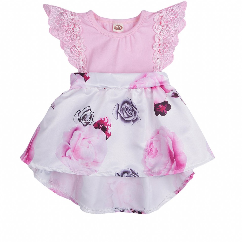 Newborn Infant Baby Girls Floral Dress Flutter Sleeve Skirts Ruffle Dresses Fall Outfits