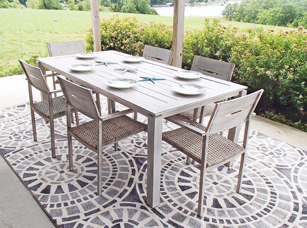 Pebble Lane Living All Weather Rust Proof Indoor/Outdoor 7 Piece Cast Aluminum Patio Dining Set