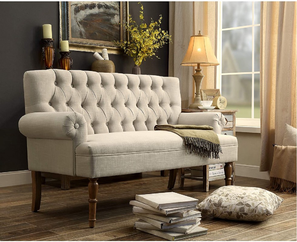 Upholstered Tufted Button Loveseat Sofa Chesterfield Loveseat Sofa