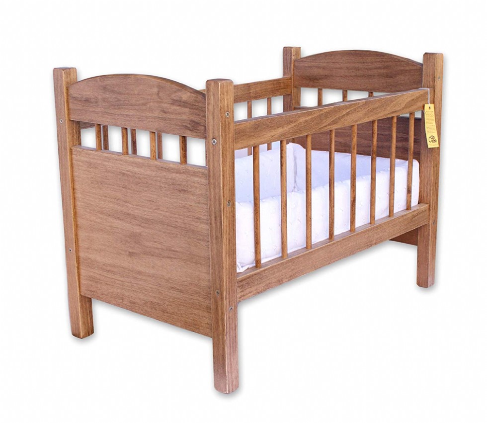 Wooden Deluxe Doll Crib, Natural Harvest Finish