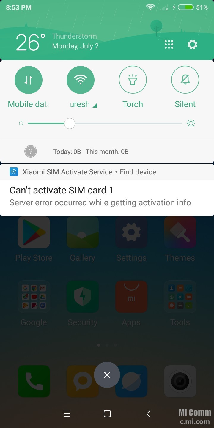 xiaomi sim card activation error