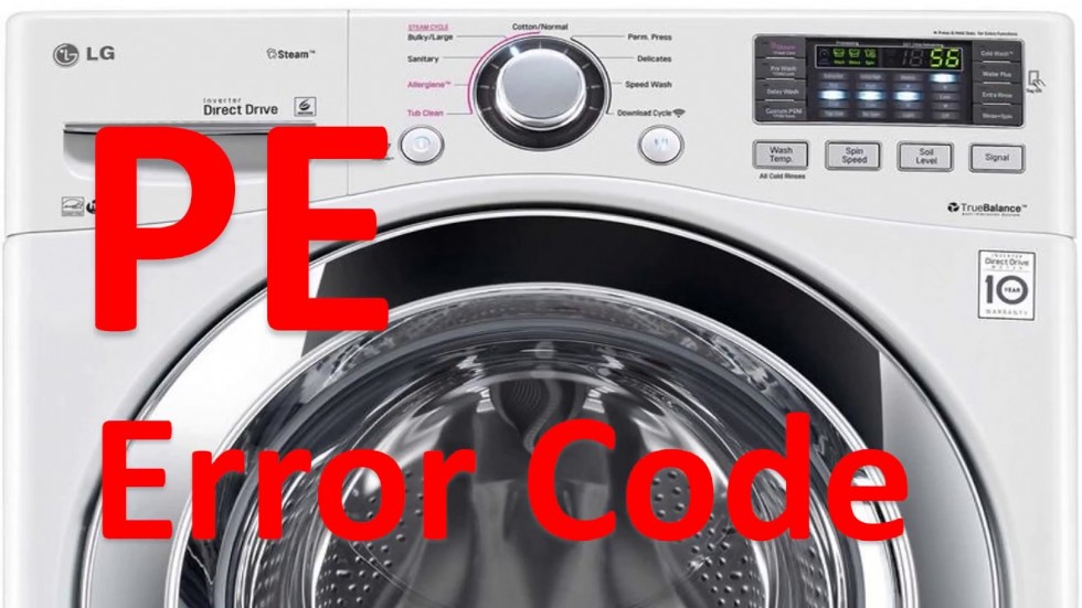 What does PE error mean on LG washing machine?