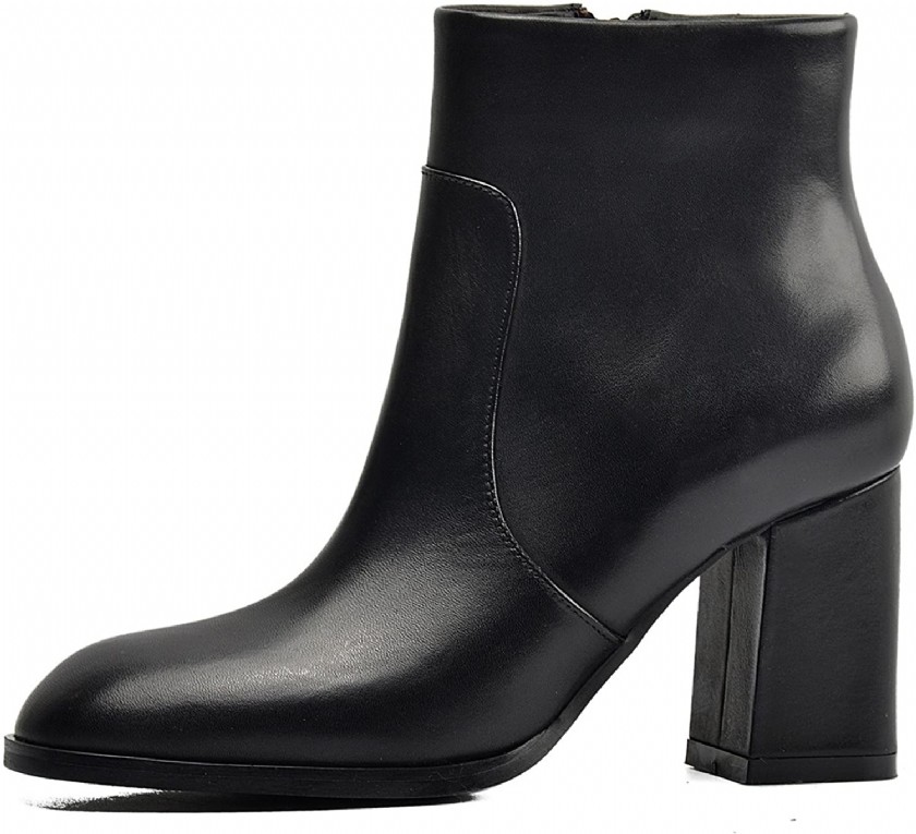 black leather booties high heel