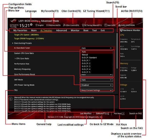 asus rog strix x470-i gaming motherboard bios setup advanced mode