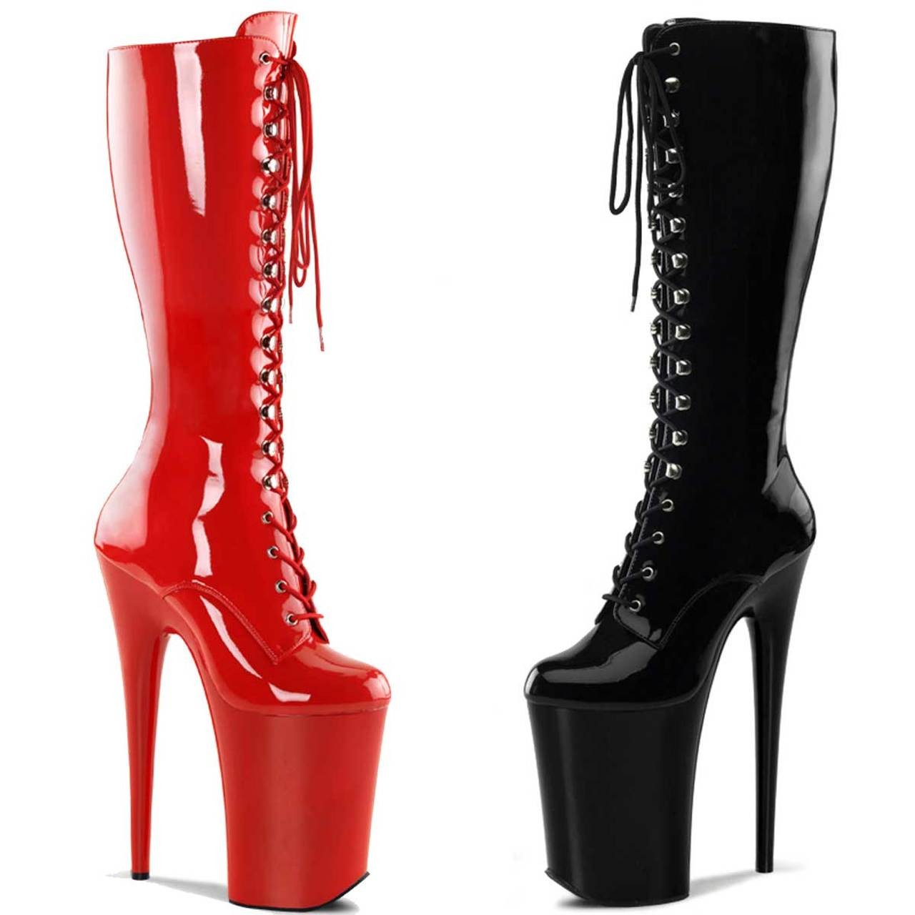 Infinity-2020 Extreme High Heel Lace up Knee Boots