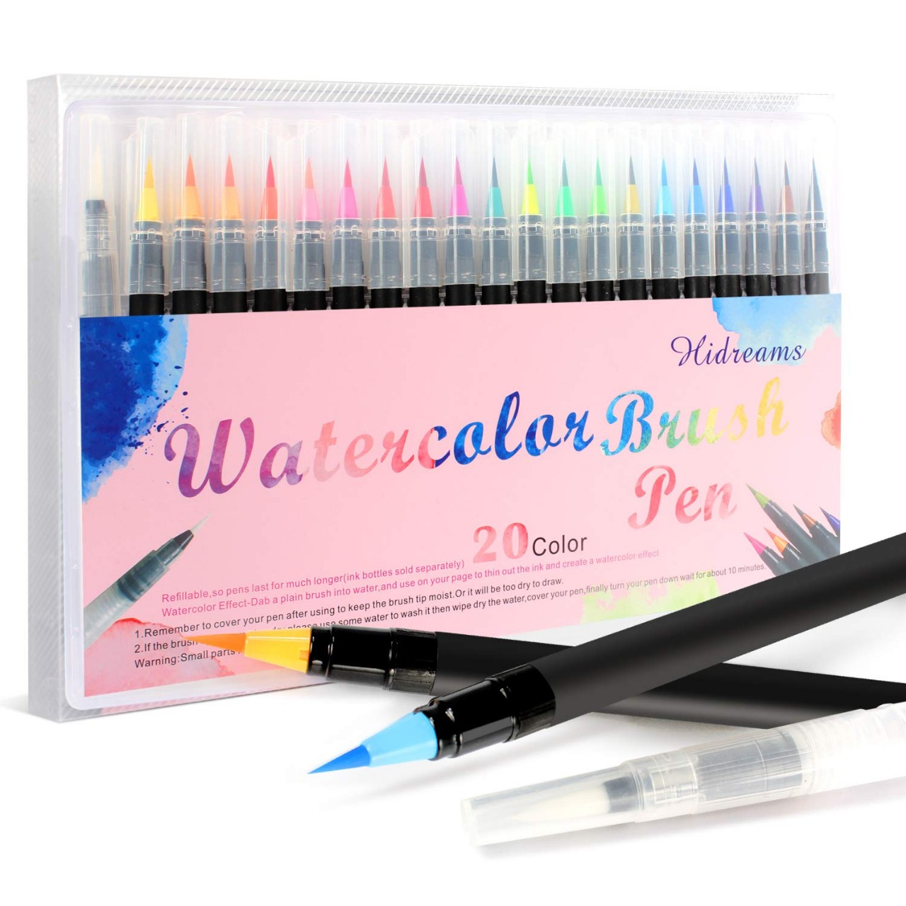 20 Colors Watercolor Markers Brush Pen Set,Watercolor Brush Pens with Soft Flexible Tip, Water Solub