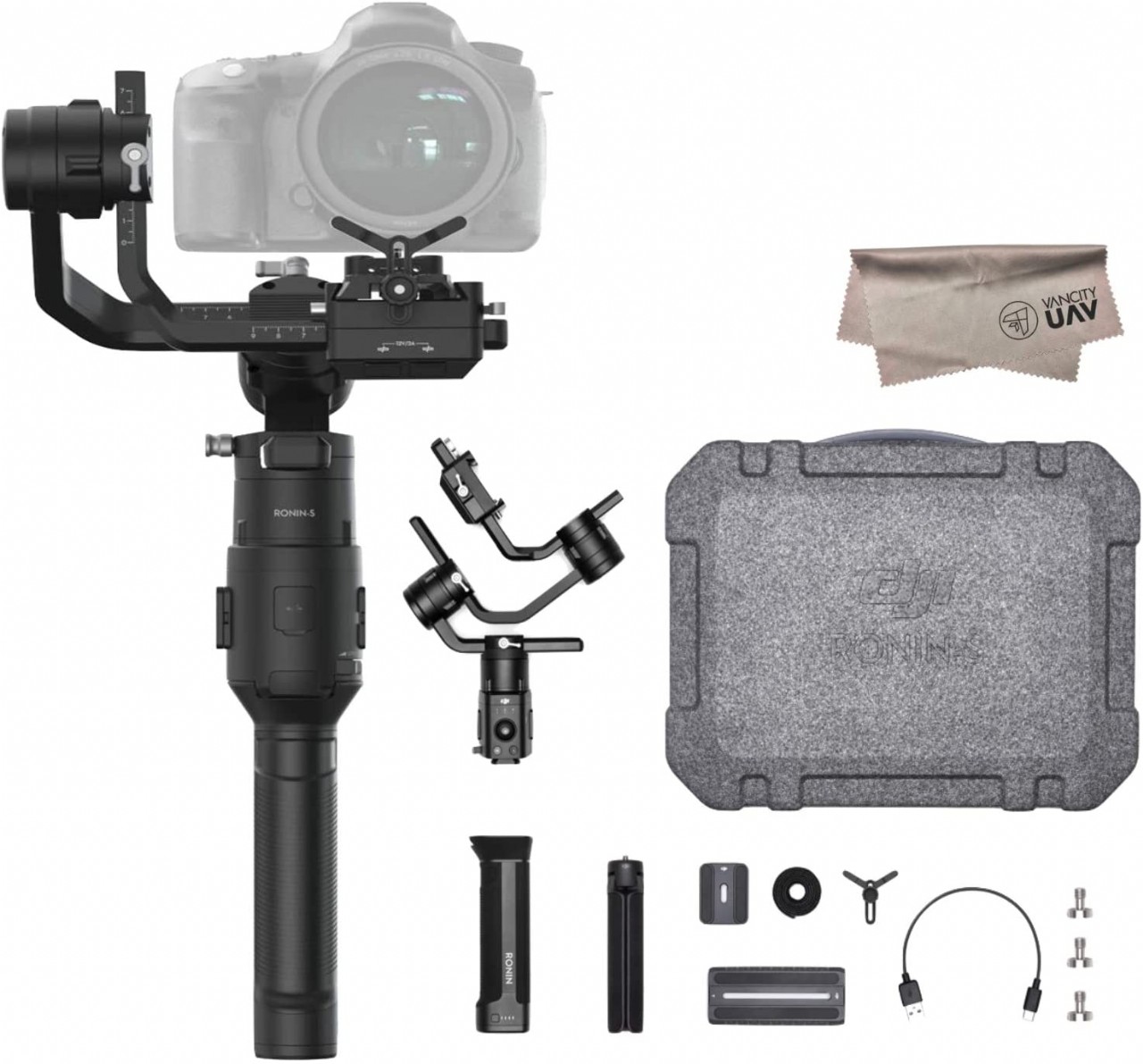 2019 DJI Ronin-S Essentials Kit 3-Axis Gimbal Stabilizer for Mirrorless and DSLR Cameras, Tripod
