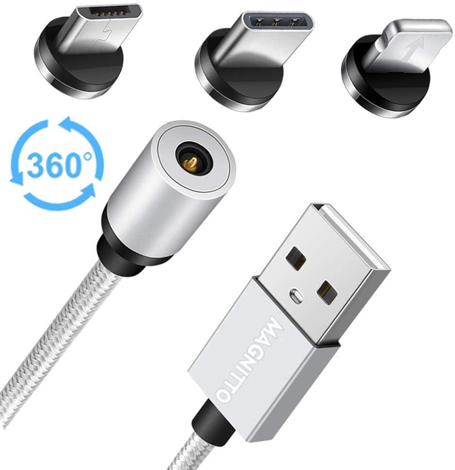 360° Round 3 in 1 Magnetic Phone Charger Charging Cable, Compatible for Android Devices Cell Phones