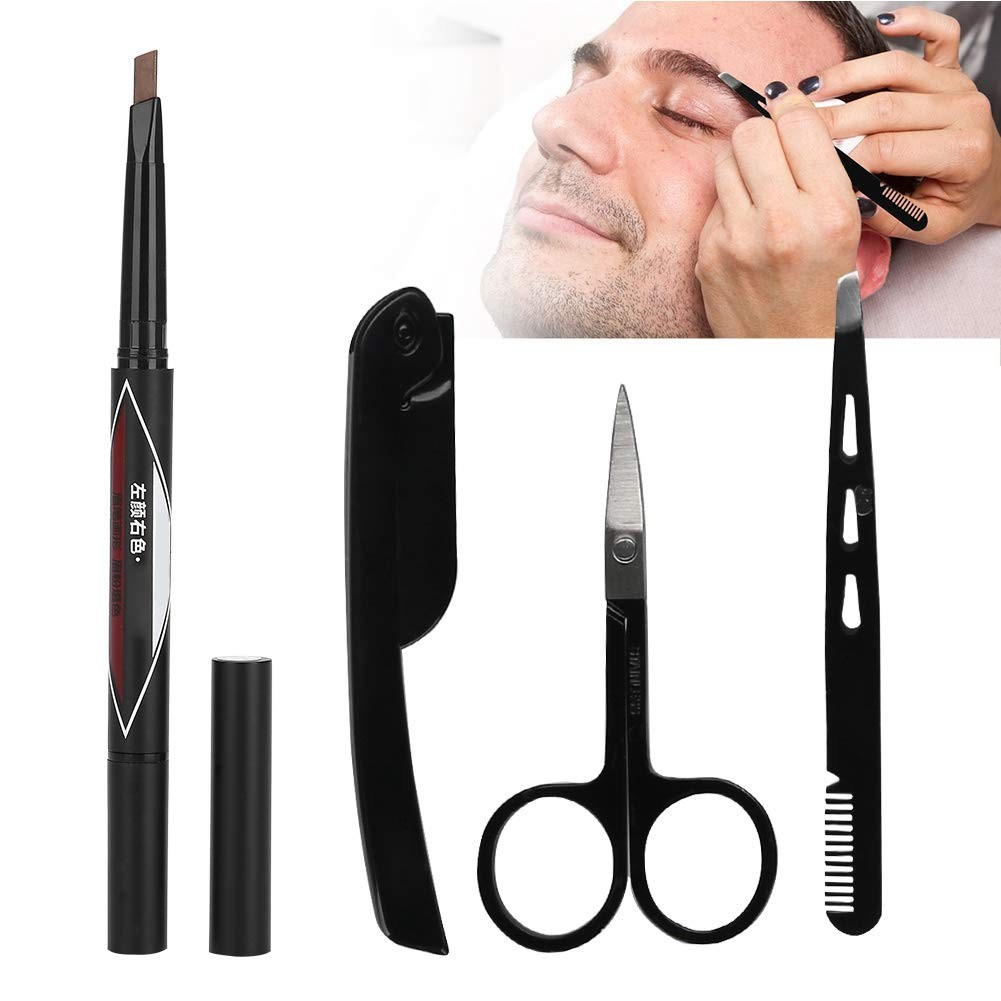 5 in 1 Men Eyebrow Trimming Set, Stainless Steel Knives Trimmer Clip Eyebrow Pen, for Eyebrow Care