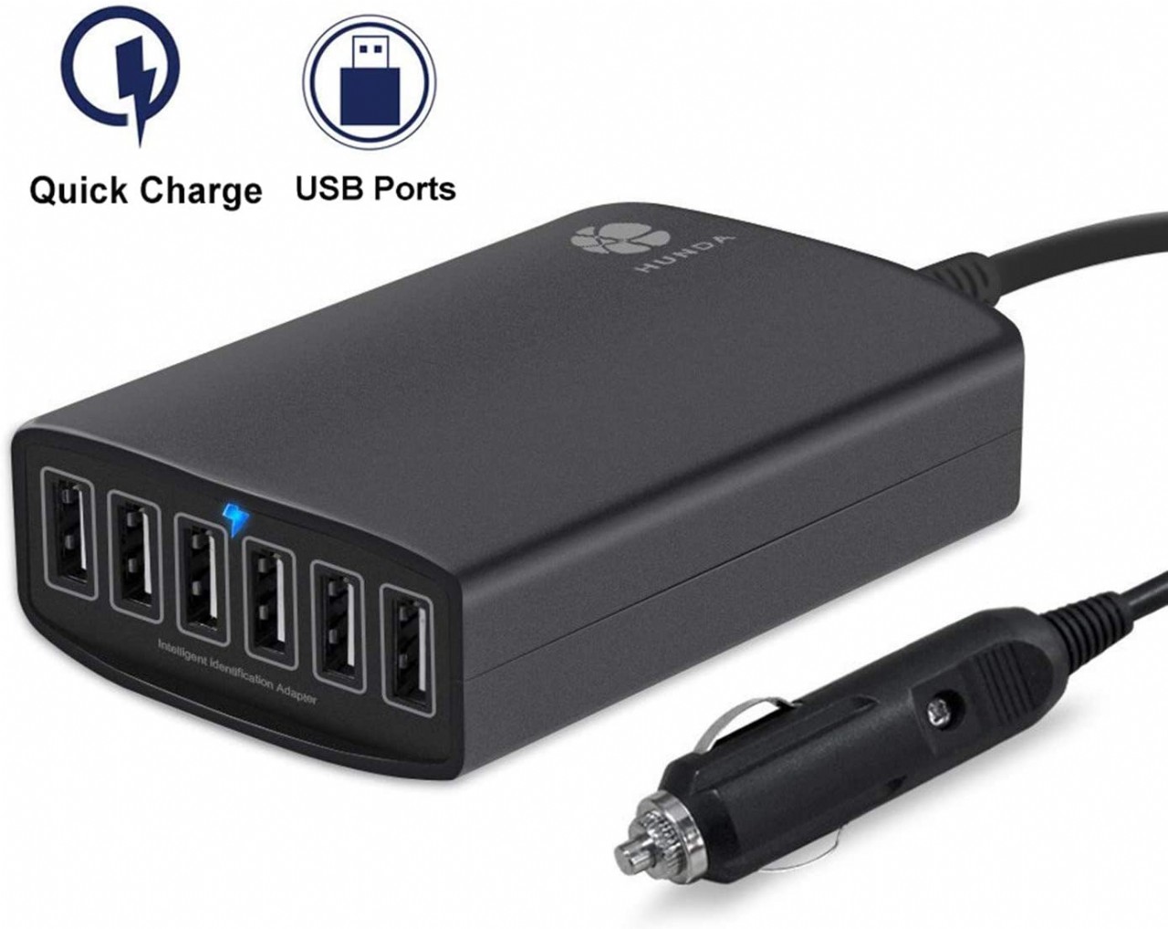 50W/10A 6-Ports USB Car Charger Adapter, Multiple USB Car Charging Station Car USB Splitter Charge