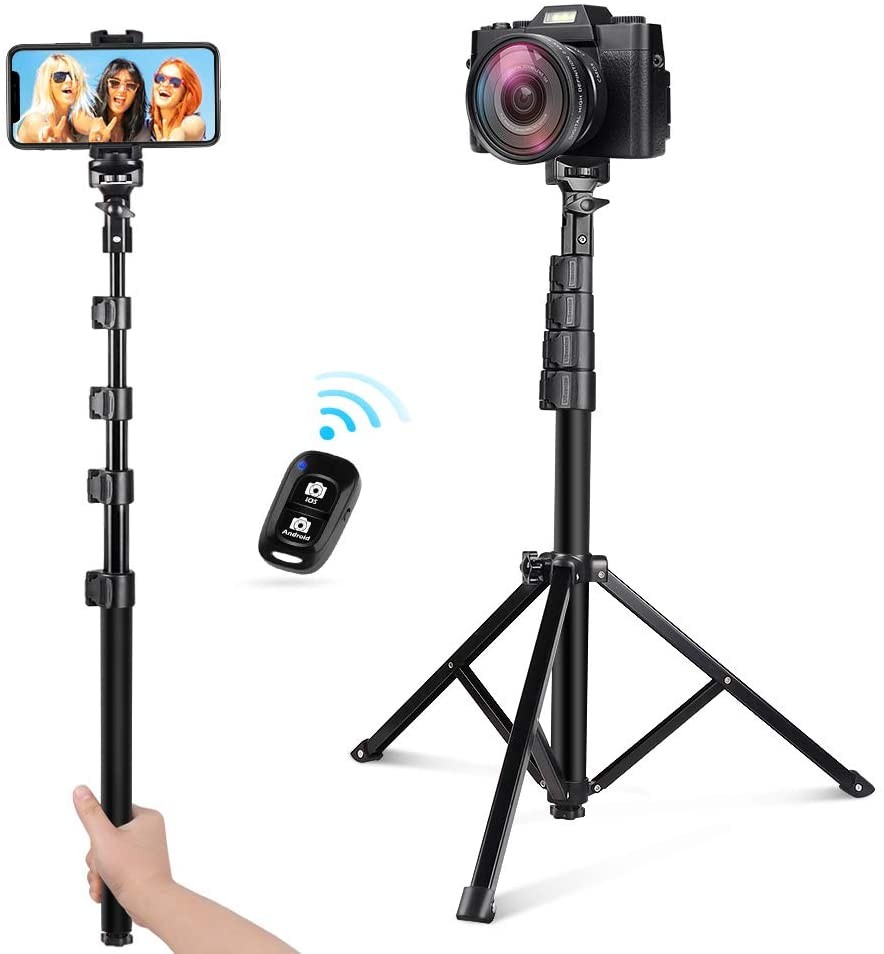 54-inch Selfie Stick Tripod, Detachable and Extendable Phone Tripod for Cell Phone, Compatible