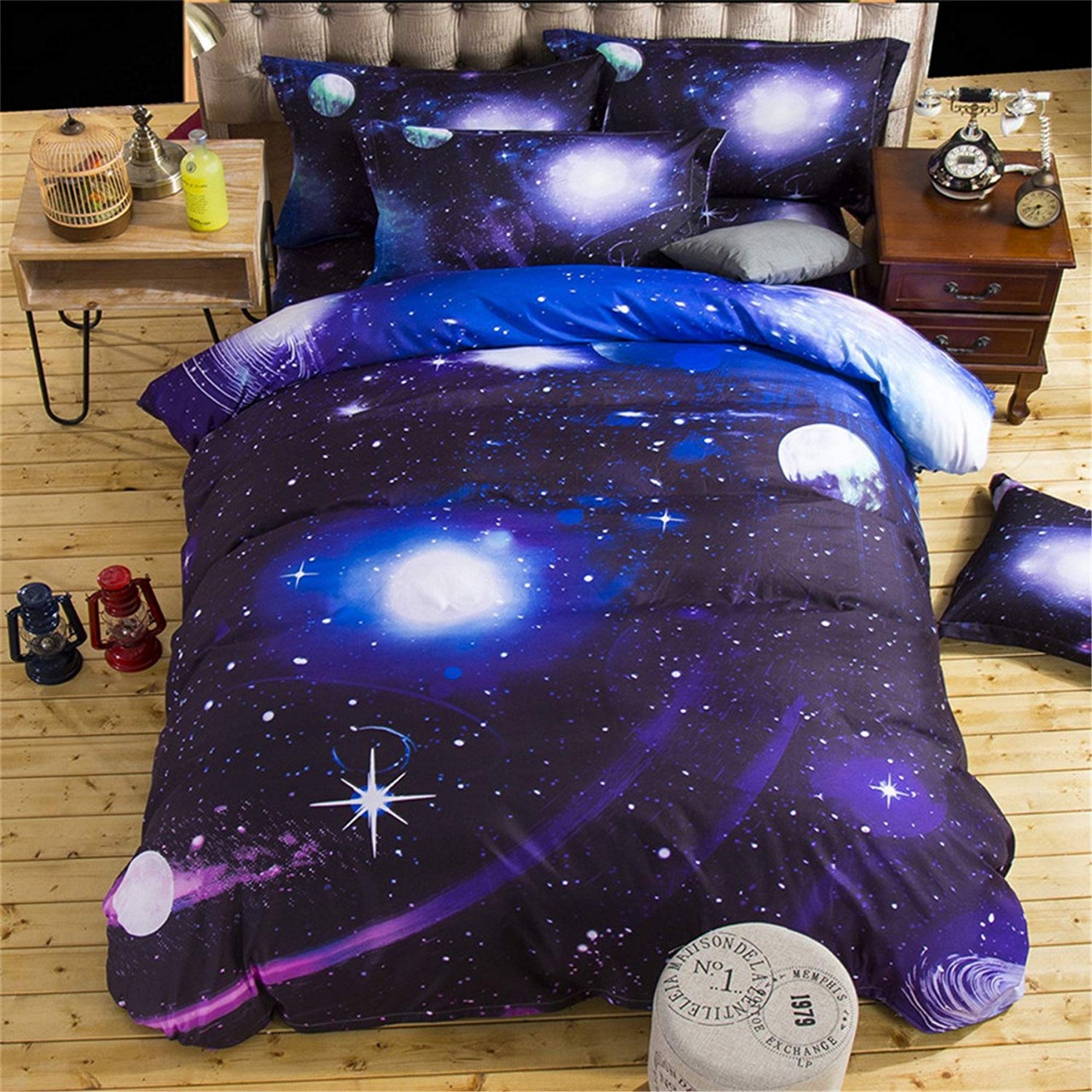 A Nice Night Galaxy Bedding Set Oil Print Duvet Cover Set Kids Bedding for Boys and Girls Teens Bedd