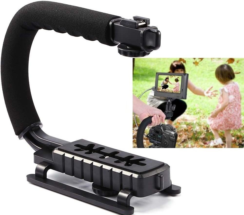 Action Stabilizing Handle, C/U Shape Bracket Grip Portable Video Handheld Camera Stabilizer