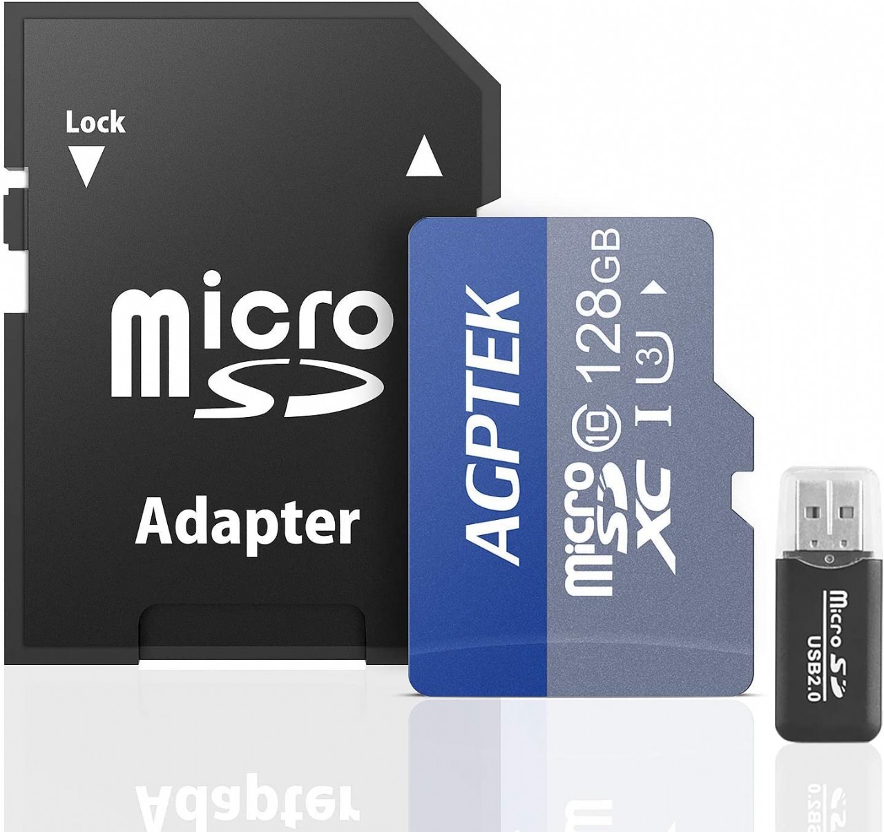 AGPTEK 128GB Micro SD Card, TF Memory Card UHS-I U3 with Card Reader, 100 MB/s, Compatible with Mp3