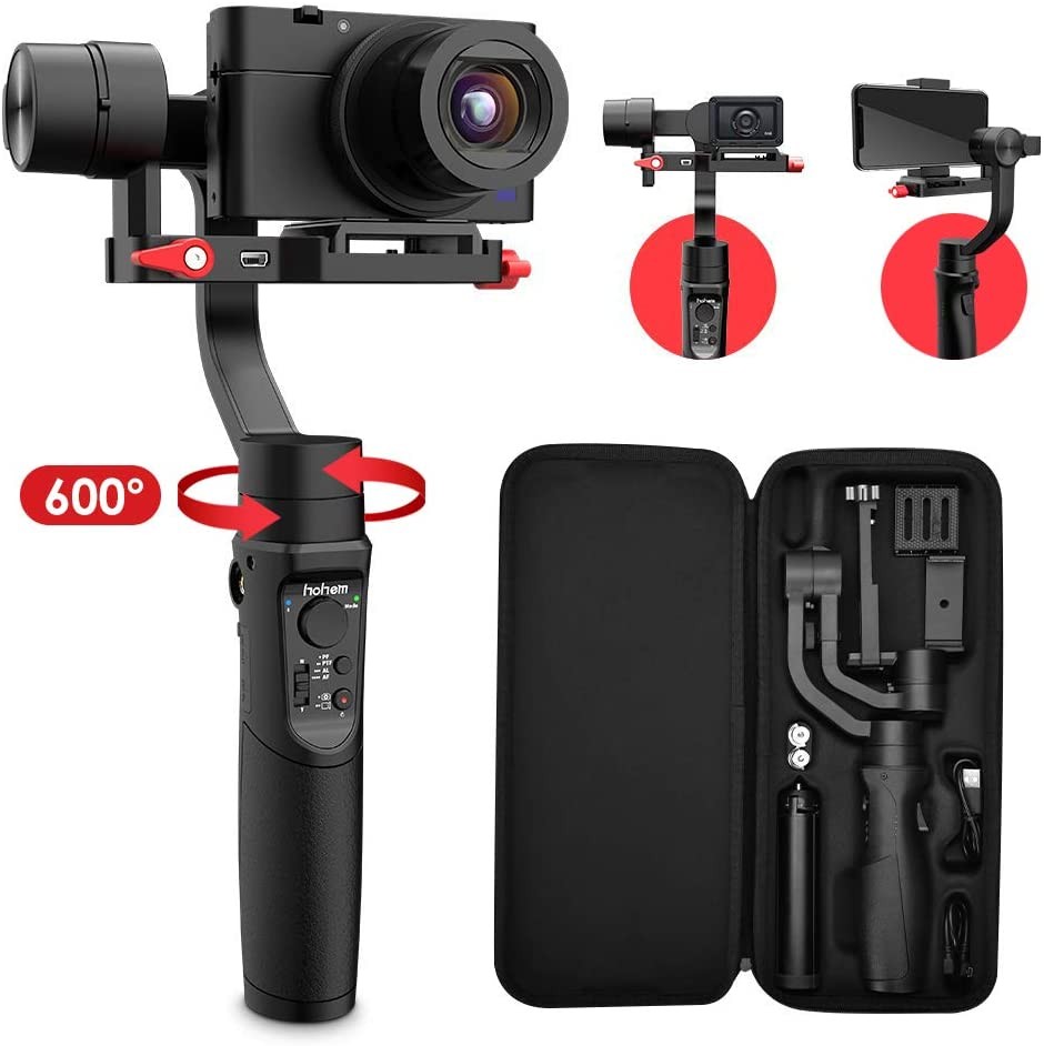 All in 1 3-Axis Gimbal Stabilizer for Compact Cameras/Action Camera/Smartphone w/ 600° Inception Mod