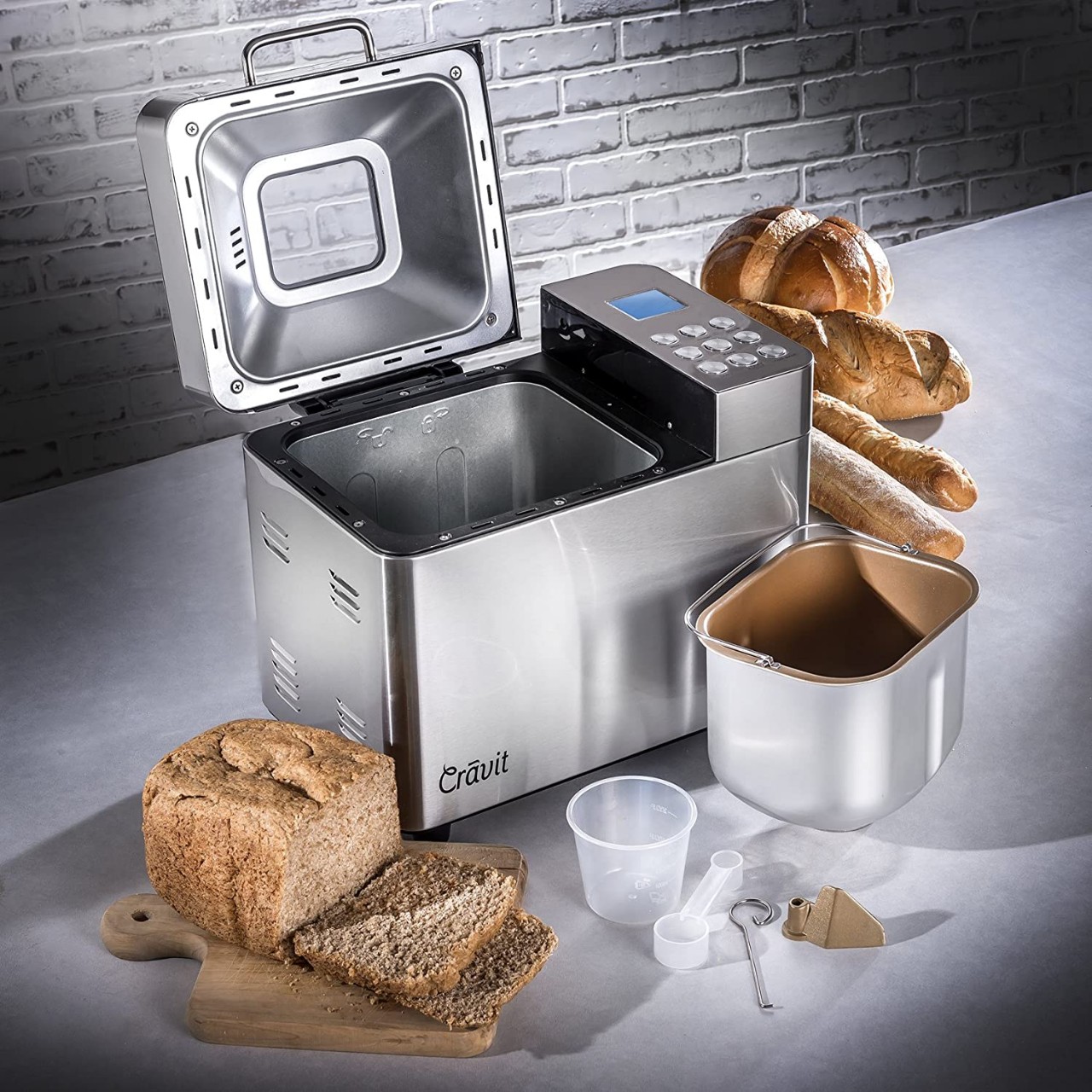 ALL NEW Crãvit DV-1000-NIC Gluten-Free, Whole Wheat (Low Carb) Bread Machine with 15 Other Preset