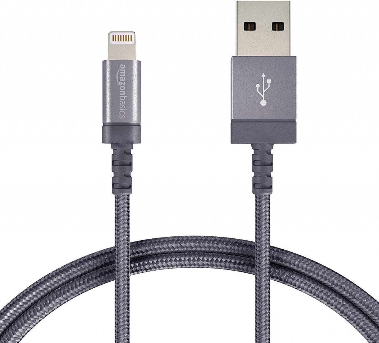 AmazonBasics Nylon Braided Lightning to USB A Cable, MFi Certified iPhone Charger, Dark Gray, 6-Foot
