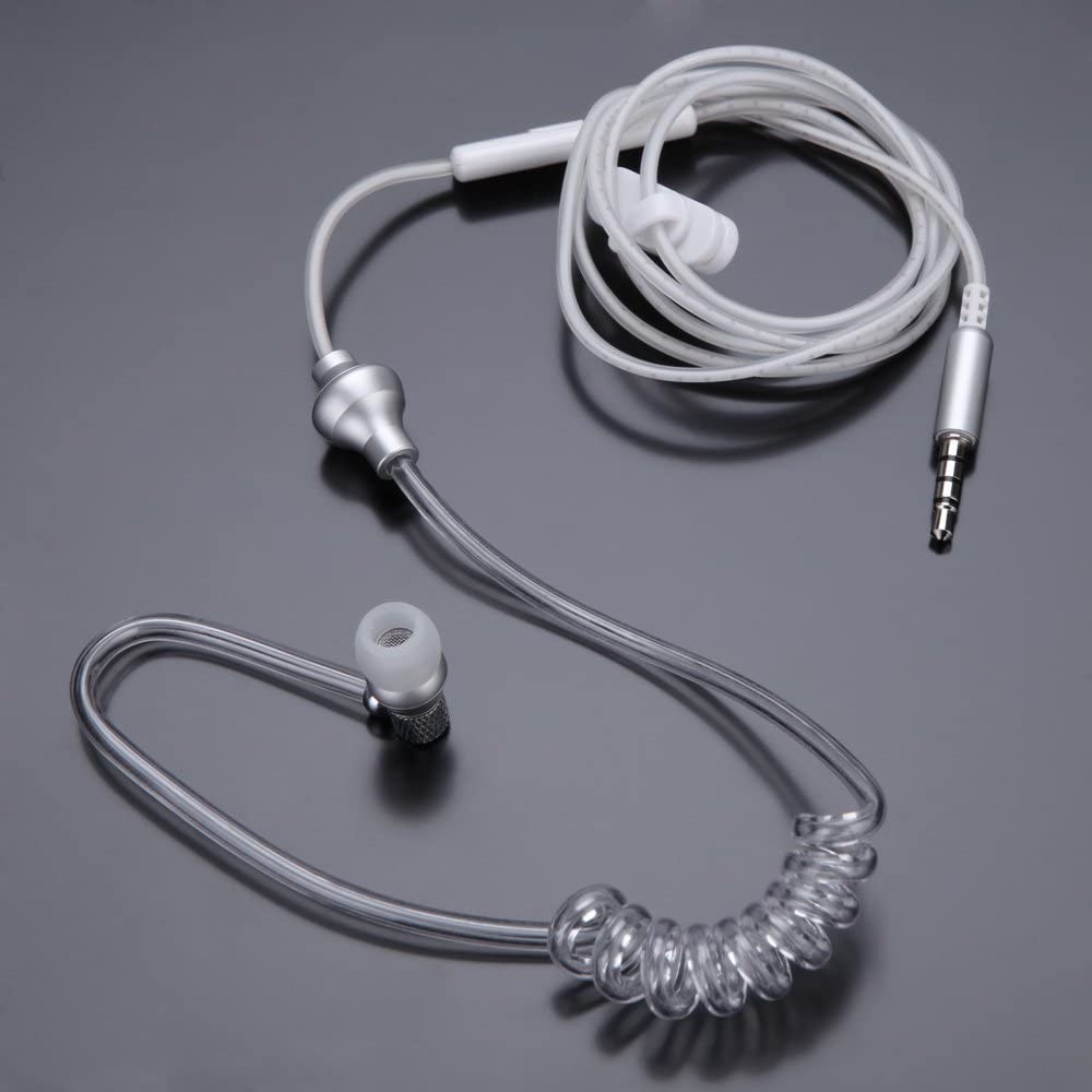 Anti-Radiation Earphone Air Tube Stereo Wire Cell Phone Headsets Monaural in Ear MIC Headphones