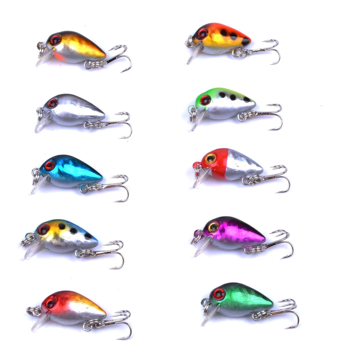 aorace 10pcs/lot Mini Fishing Lures 10 Colors Fishing Bait 2.6cm/1.6g Fishing Tackle #10 High Carbon