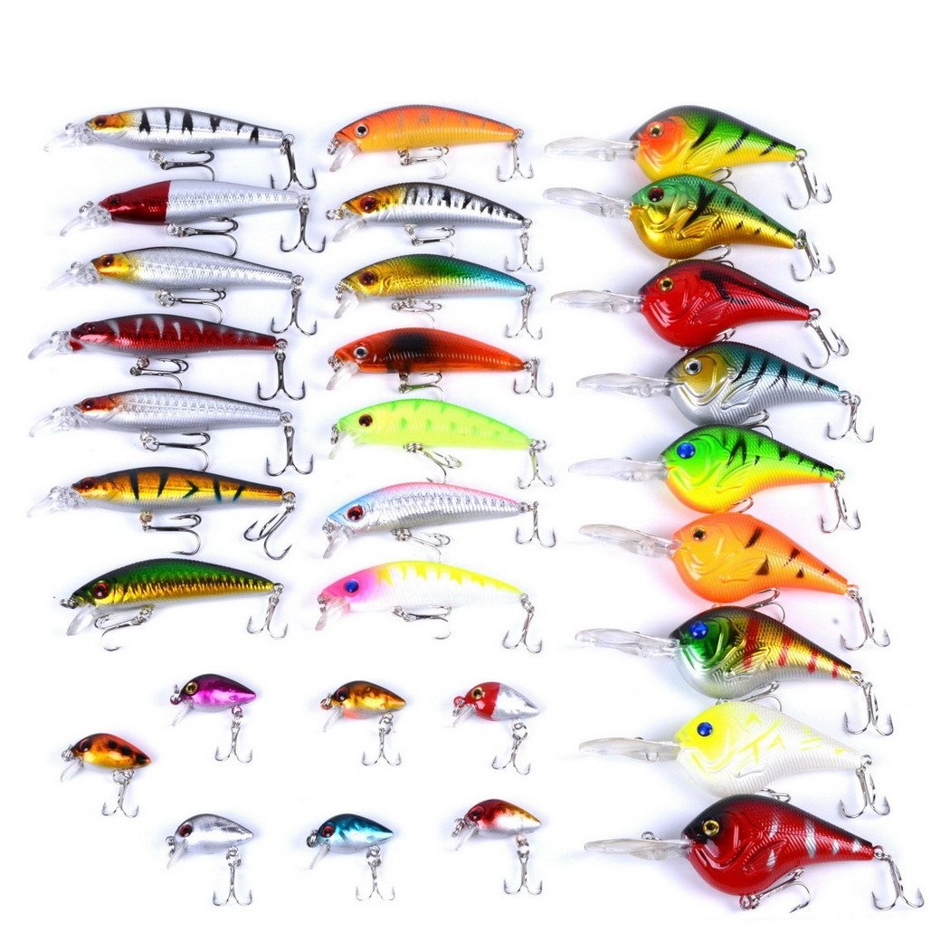 aorace Fishing Lures Kit Mixed Including Minnow Popper Crank Baits with Hooks for Saltwater Freshwat