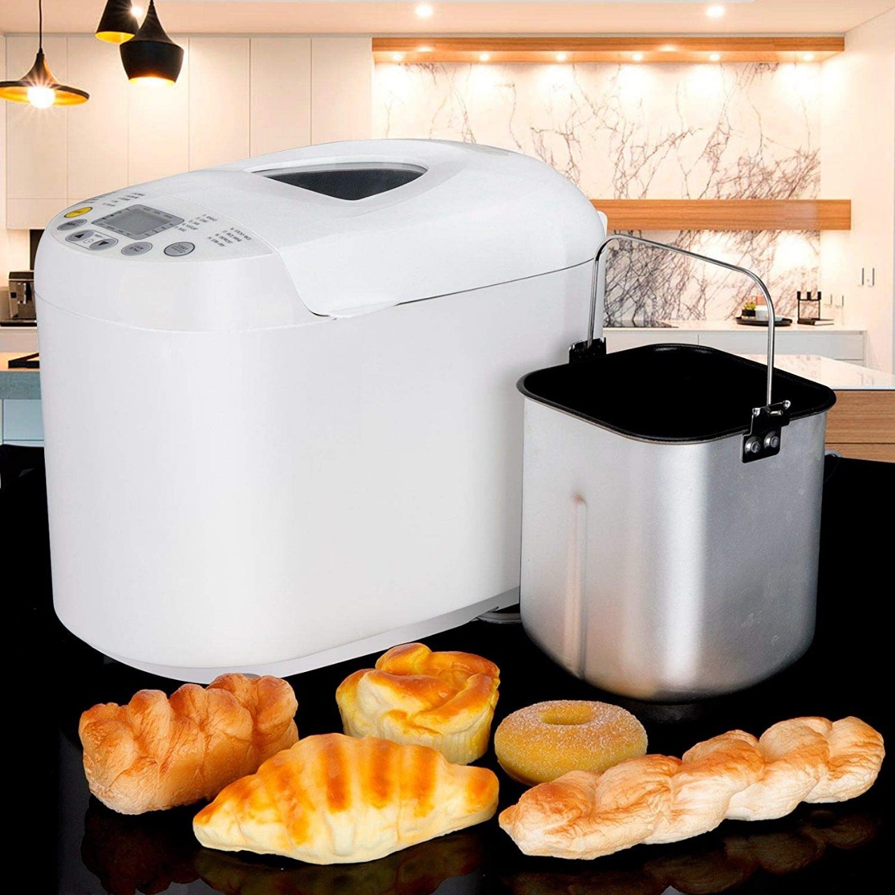 Automatic Bread Maker Machine 2.2lbs 550W With LCD Display & Timer & Top Window