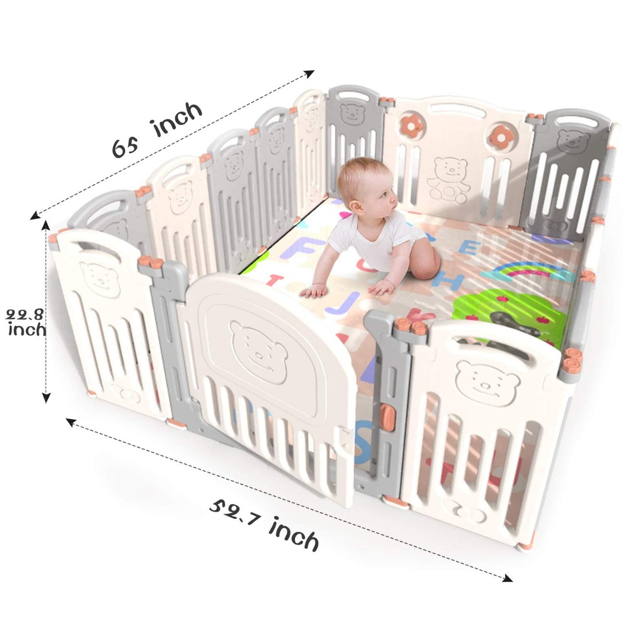 Baby 16 Panel Playpen Activity Centre Safety Play Yard Foldable Portable HDPE Indoor Outdoor Playard