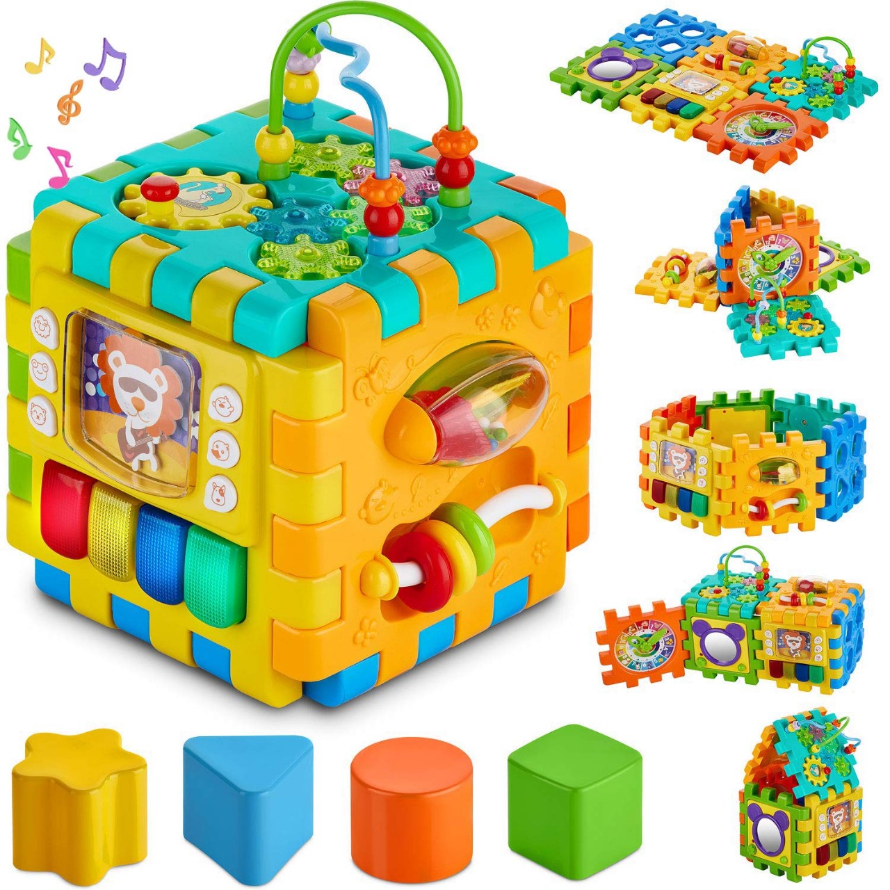 Baby Activity Cube Toddler Toys - 6 in 1 Shape Sorter Toys Baby Activity Play Centers for Kids Infan