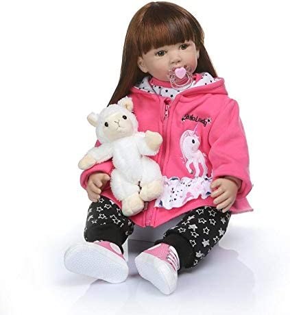 Baby Dolls Toddlers Girl Realistic Soft Silicone Brown Hair Newborn Child Dolls Toys Toddler