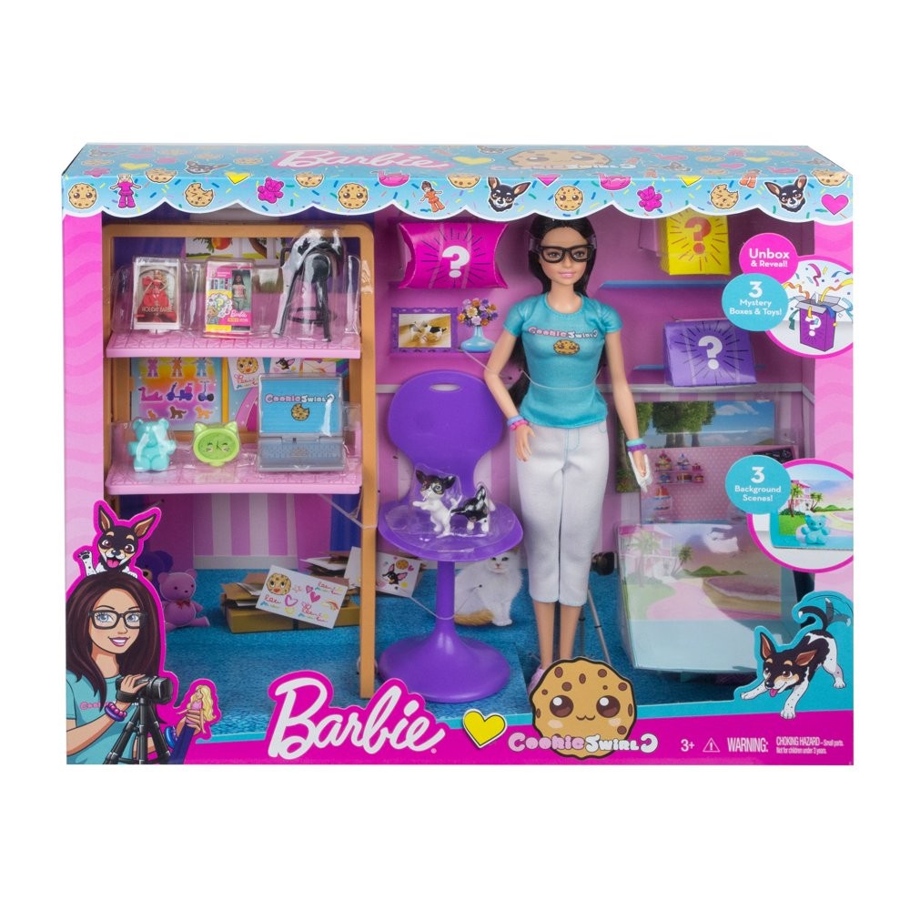 Barbie dolls and accessories.
