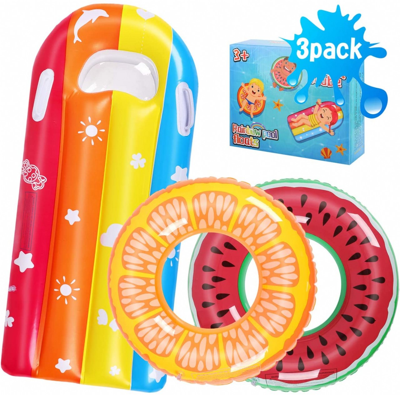 Biulotter Swimming Rings for Kids Fruit Pool Float, Swim Tube Ring, Inflatable Pool Floats Swim Pool