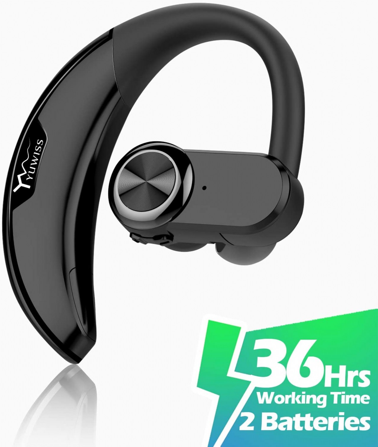 Bluetooth Headset [36Hrs Playtime, 2 Batteries, V4.2] Wireless Bluetooth Earpiece for Cell Phone