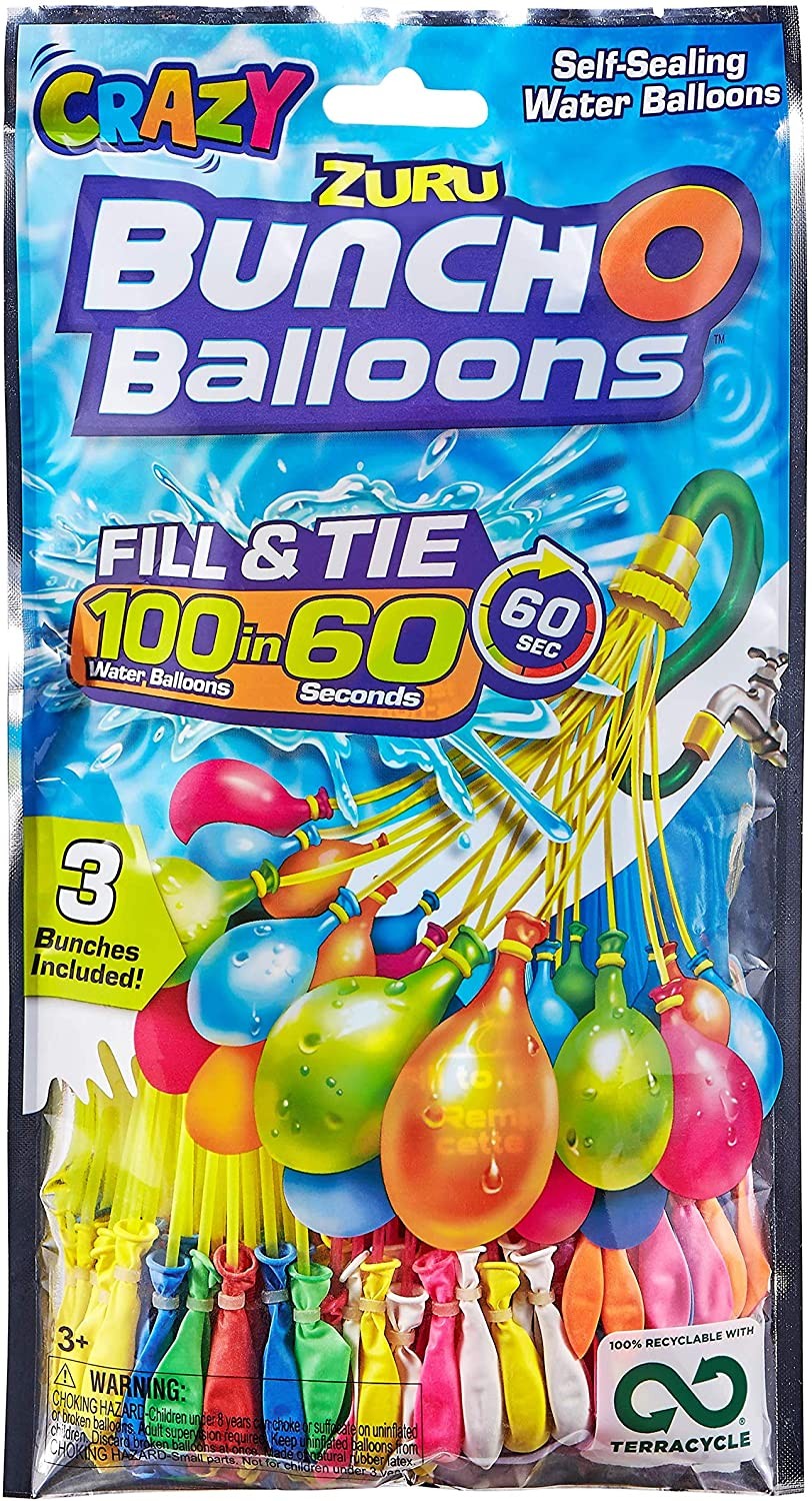 Bunch O Balloons 100 Rapid-Fill Crazy Color Water Balloons (3 Pack)