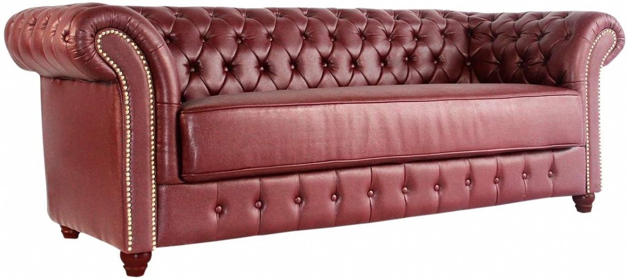 Chesterfield Red Leather Sofa Tufted Leather Chesterfield 3-Seater Sofa