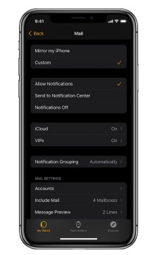Choose which mailboxes appear on Apple Watch