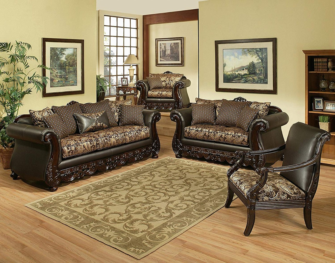 Classic Sofa Set Luxury Sofa and Love Seat, Traditional Living Room Set